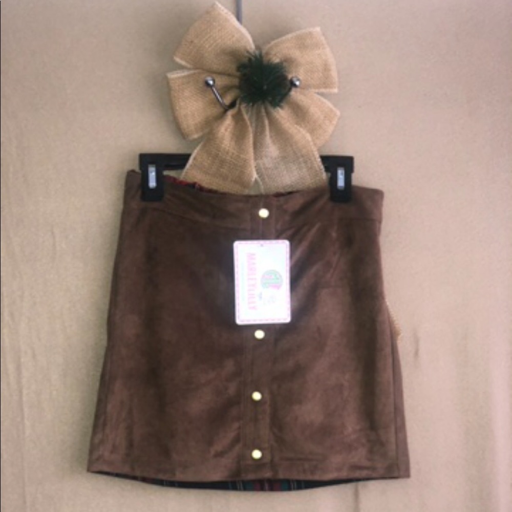 Marley Lilly Reversible Suede & Pleated Mini Skirt